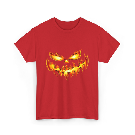 Scary Carved Pumpkin Halloween T-Shirt - Red