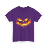 Scary Carved Pumpkin Halloween T-Shirt - Purple