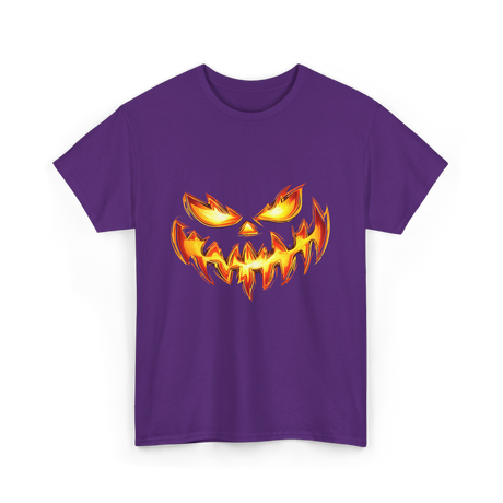 Scary Carved Pumpkin Halloween T-Shirt - Purple