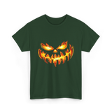 Scary Carved Pumpkin Halloween T-Shirt - Forest Green