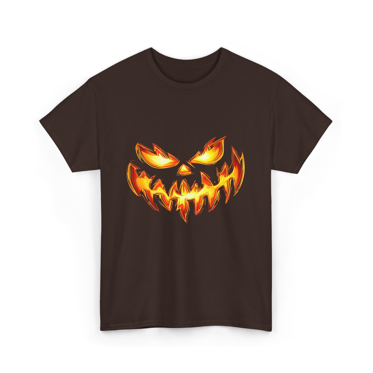 Scary Carved Pumpkin Halloween T-Shirt - Dark Chocolate