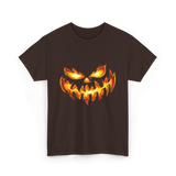 Scary Carved Pumpkin Halloween T-Shirt - Dark Chocolate