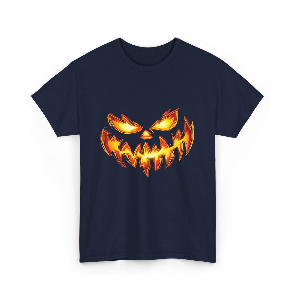 Scary Carved Pumpkin Halloween T-Shirt - Navy