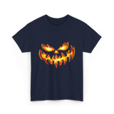 Scary Carved Pumpkin Halloween T-Shirt - Navy