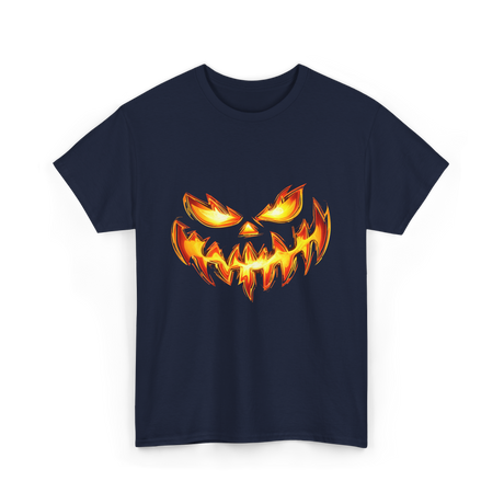 Scary Carved Pumpkin Halloween T-Shirt - Navy