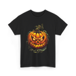 Scary Pumpkin Halloween Autumn T-Shirt - Black