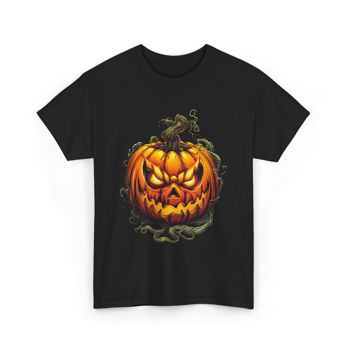 Scary Pumpkin Halloween Autumn T-Shirt - Black