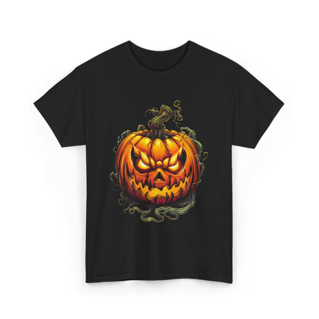 Scary Pumpkin Halloween Autumn T-Shirt - Black