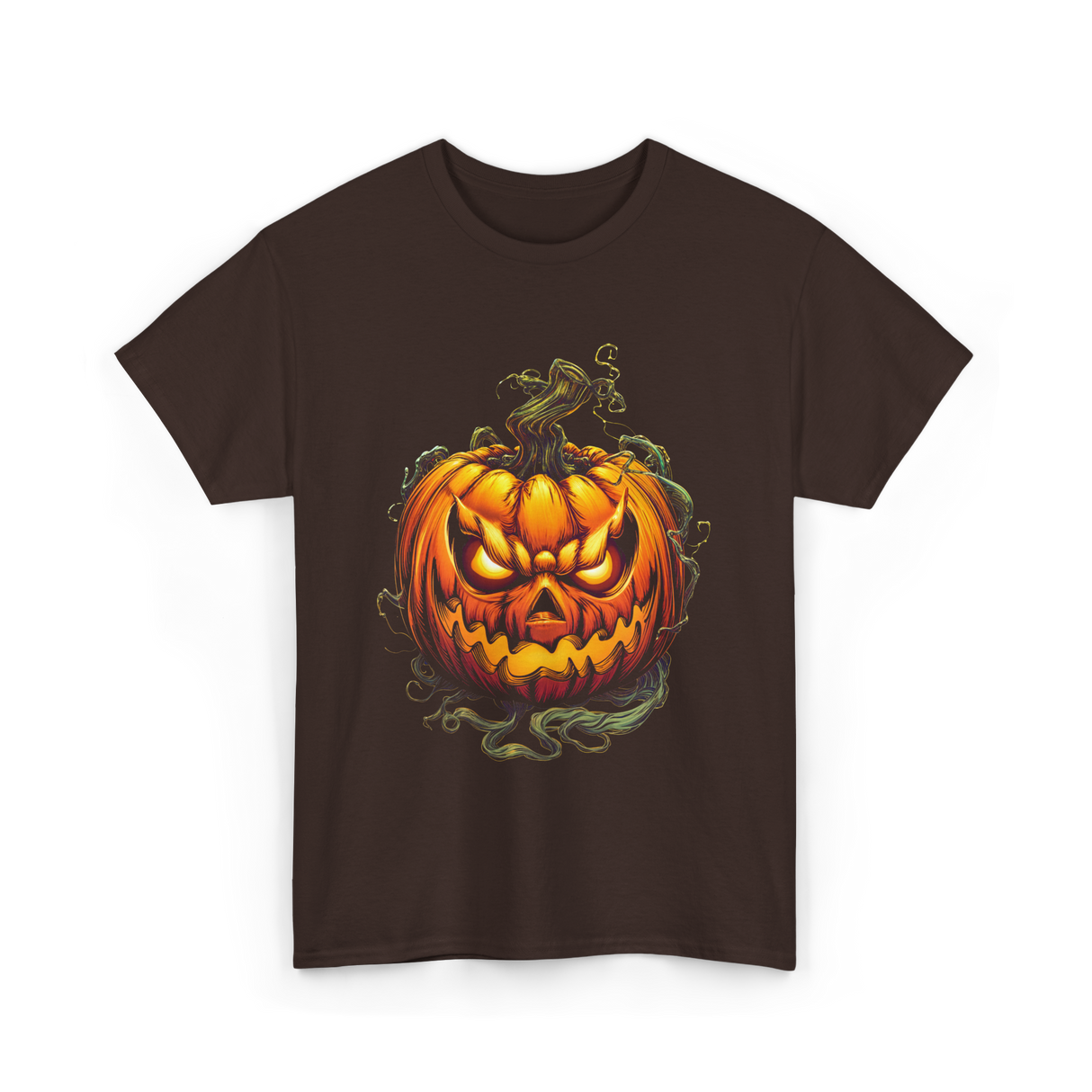 Scary Pumpkin Halloween Autumn T-Shirt - Dark Chocolate