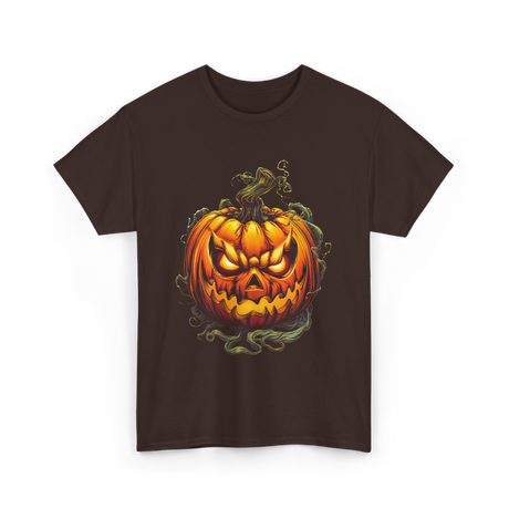 Scary Pumpkin Halloween Autumn T-Shirt - Dark Chocolate