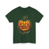 Scary Pumpkin Halloween Autumn T-Shirt - Forest Green