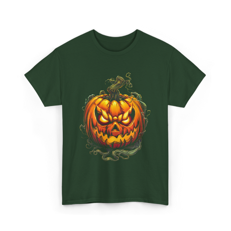 Scary Pumpkin Halloween Autumn T-Shirt - Forest Green