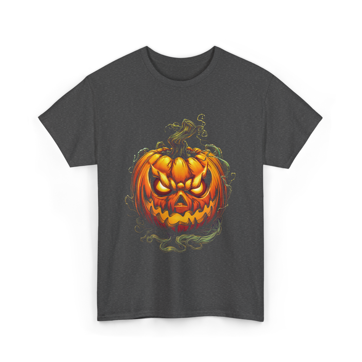 Scary Pumpkin Halloween Autumn T-Shirt - Dark Heather