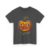 Scary Pumpkin Halloween Autumn T-Shirt - Dark Heather