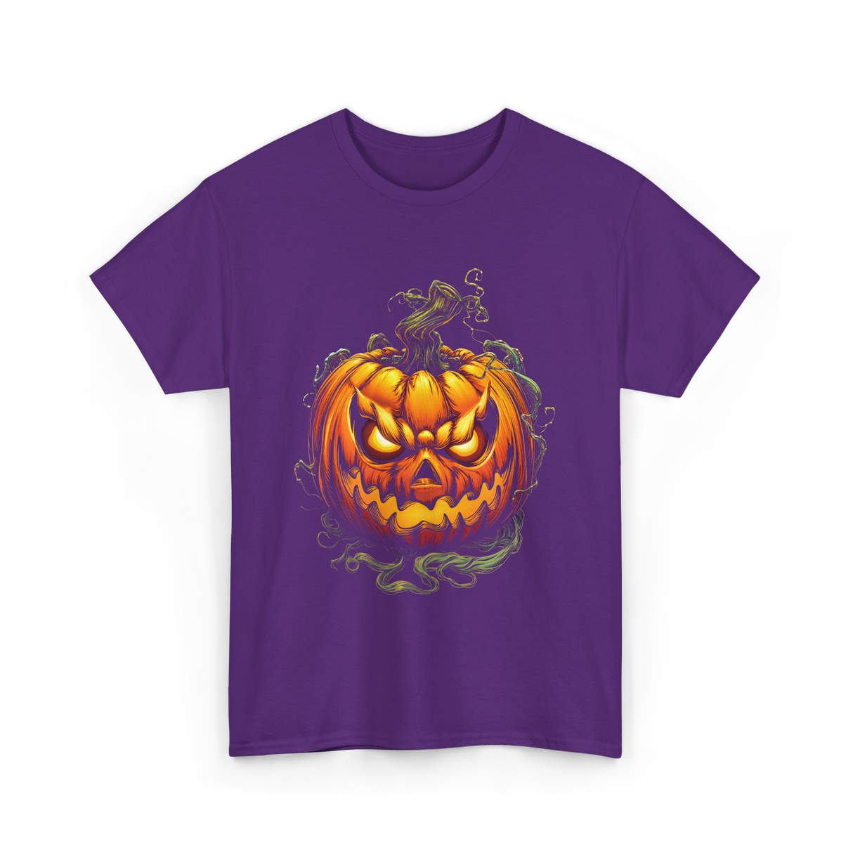 Scary Pumpkin Halloween Autumn T-Shirt - Purple