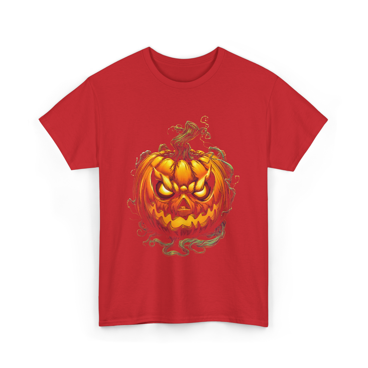 Scary Pumpkin Halloween Autumn T-Shirt - Red