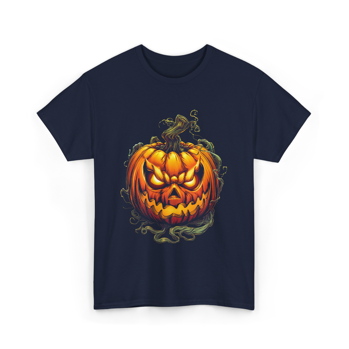 Scary Pumpkin Halloween Autumn T-Shirt - Navy