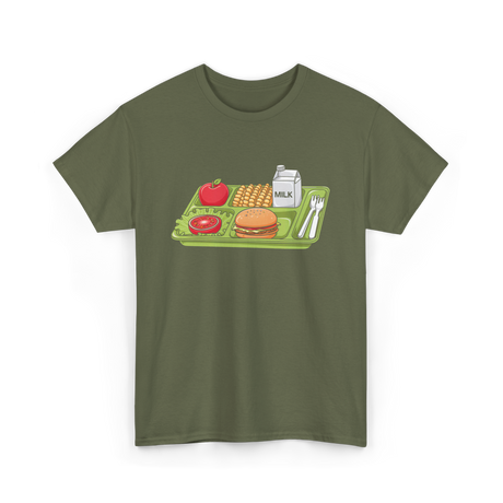 School Lunch Tray Lunch Lady T-Shirt - Military Green