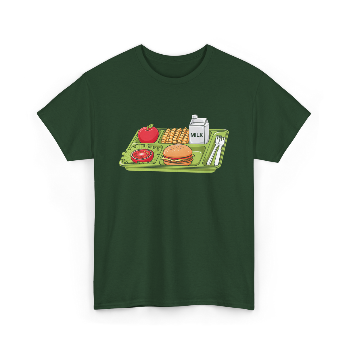 School Lunch Tray Lunch Lady T-Shirt - Forest Green