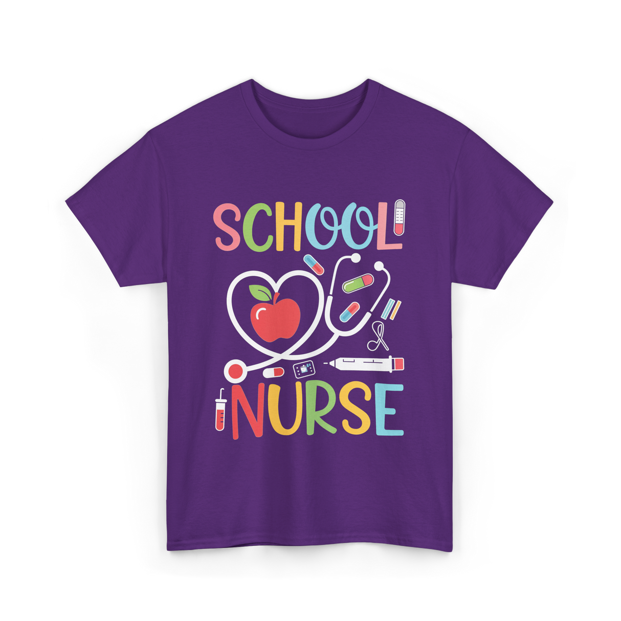 School Nurse Nursing Care T-Shirt - Purple