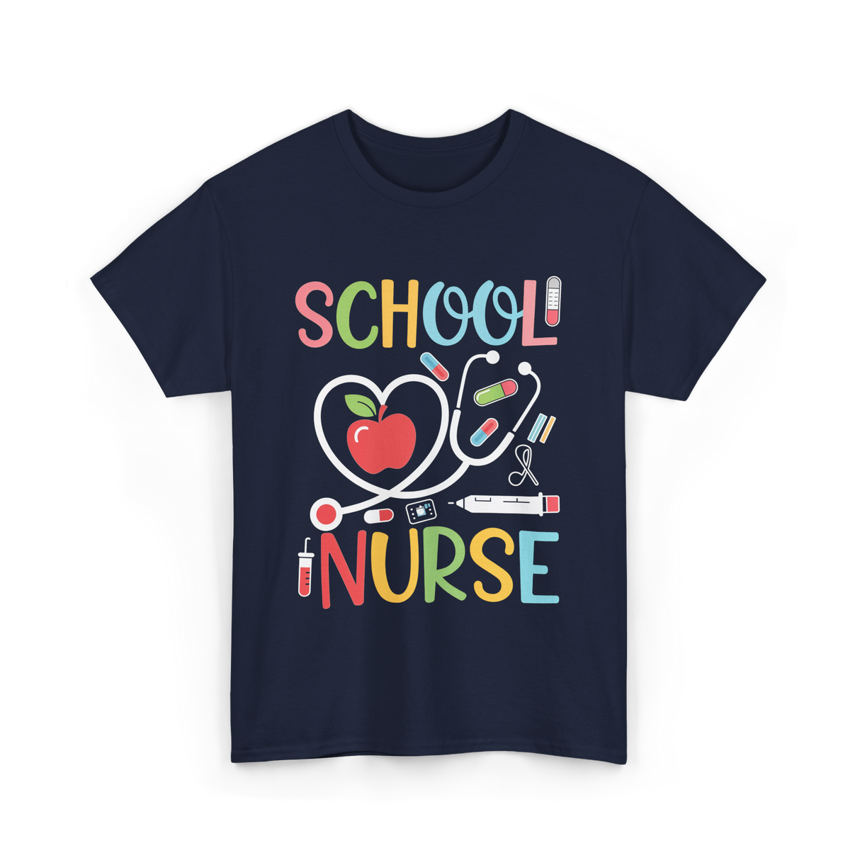 School Nurse Nursing Care T-Shirt - Navy