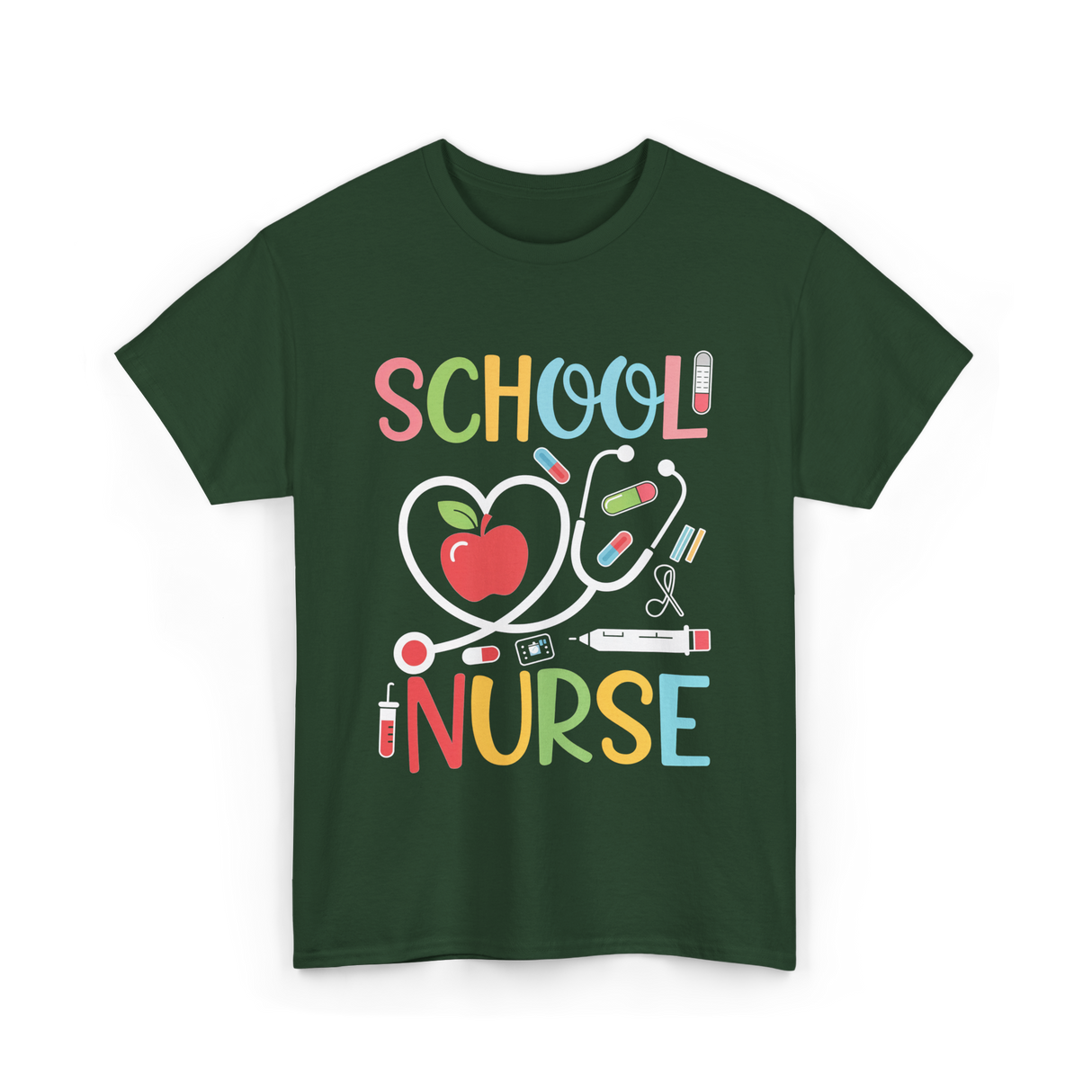 School Nurse Nursing Care T-Shirt - Forest Green