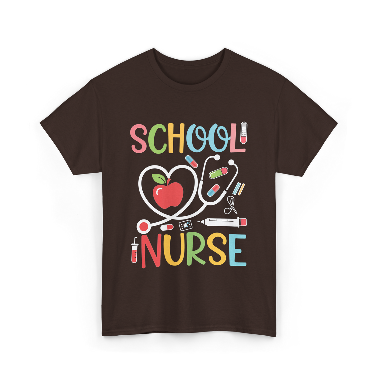 School Nurse Nursing Care T-Shirt - Dark Chocolate