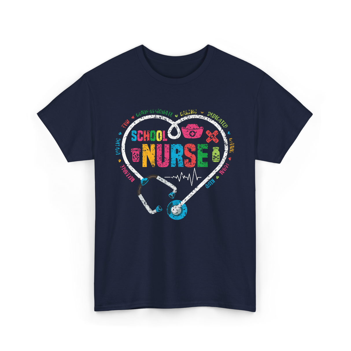 School Nurse Nursing Healthcare T-Shirt - Navy