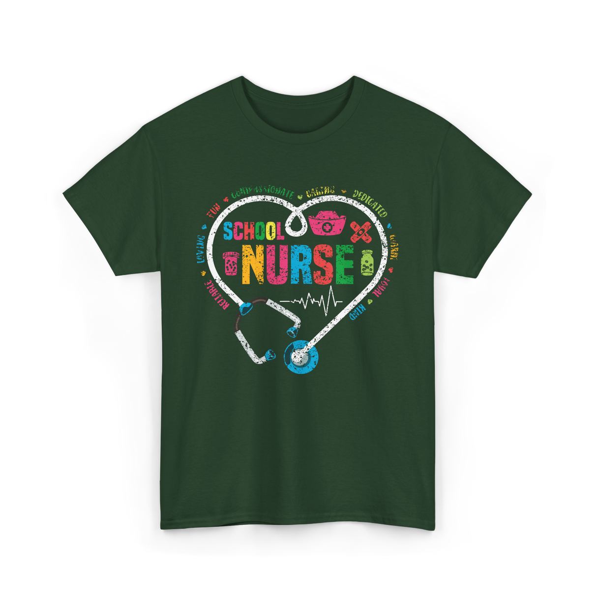 School Nurse Nursing Healthcare T-Shirt - Forest Green