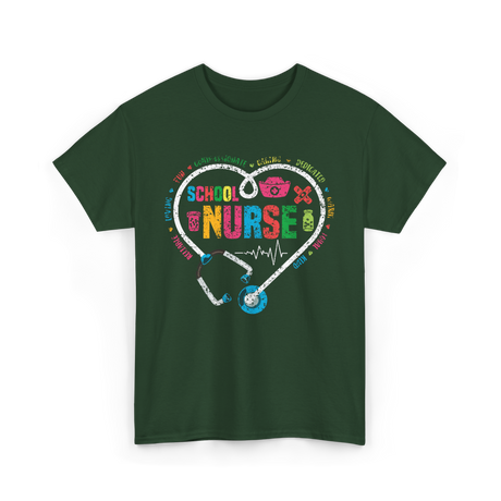 School Nurse Nursing Healthcare T-Shirt - Forest Green