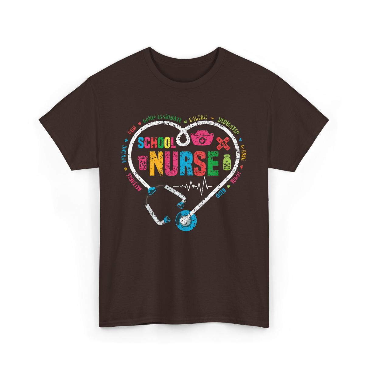 School Nurse Nursing Healthcare T-Shirt - Dark Chocolate