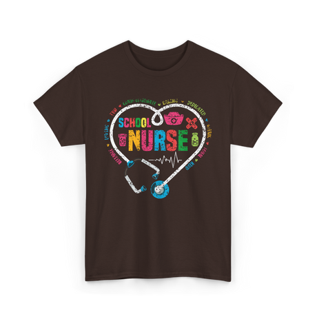 School Nurse Nursing Healthcare T-Shirt - Dark Chocolate