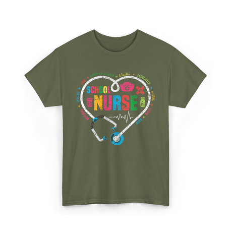 School Nurse Nursing Healthcare T-Shirt - Military Green