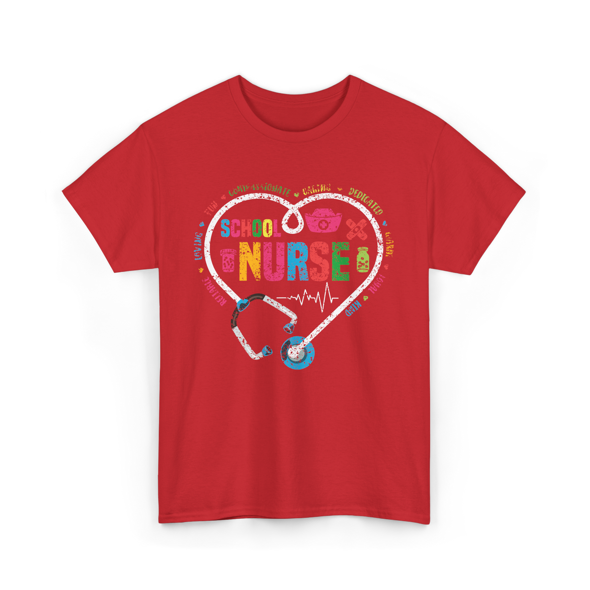 School Nurse Nursing Healthcare T-Shirt - Red