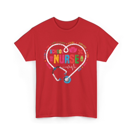 School Nurse Nursing Healthcare T-Shirt - Red