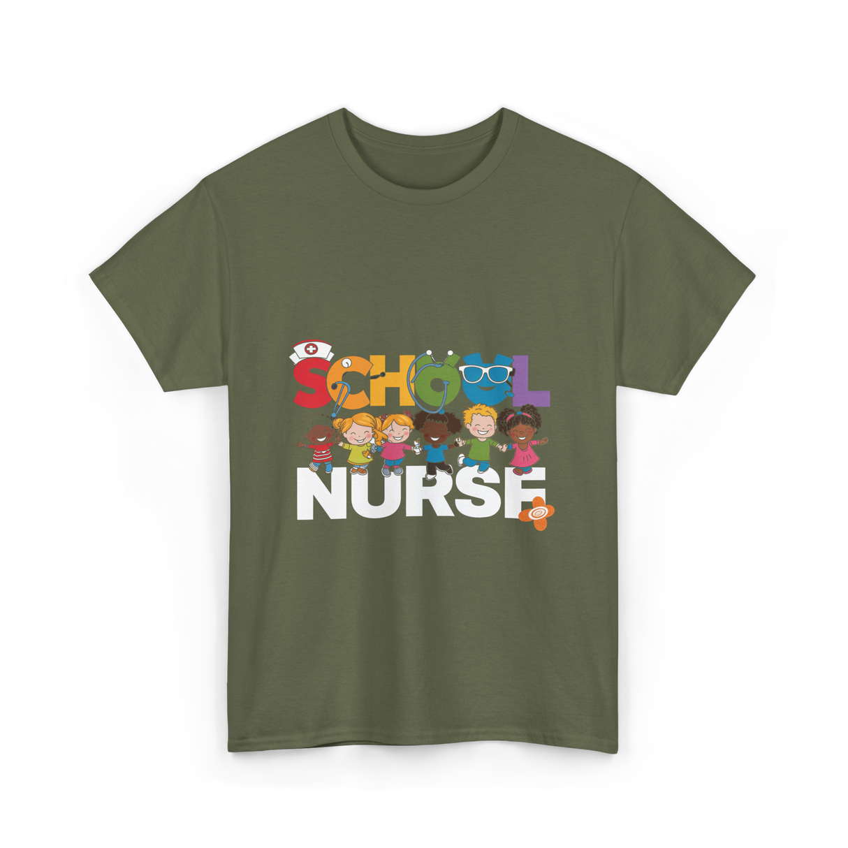 School Nurse Nursing Kids T-Shirt - Military Green