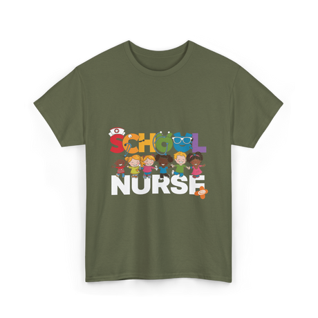 School Nurse Nursing Kids T-Shirt - Military Green