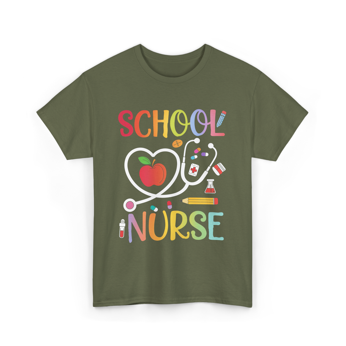 School Nurse T-Shirt - Military Green