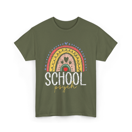 School Psych Psychology Education T-Shirt - Military Green