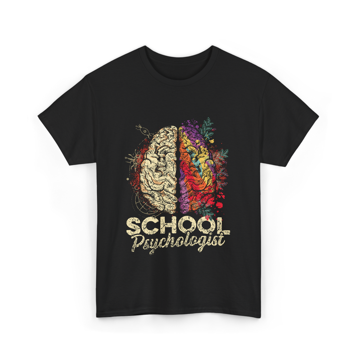 School Psychologist Psychology Brain T-Shirt - Black