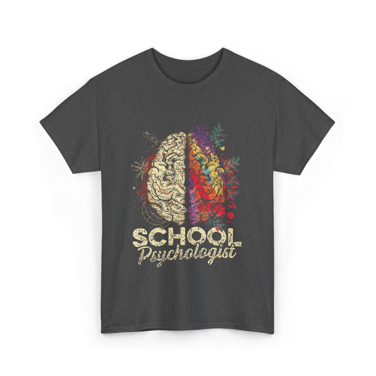 School Psychologist Psychology Brain T-Shirt - Dark Heather