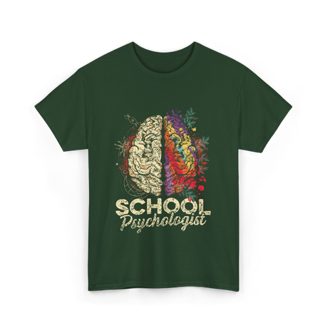 School Psychologist Psychology Brain T-Shirt - Forest Green