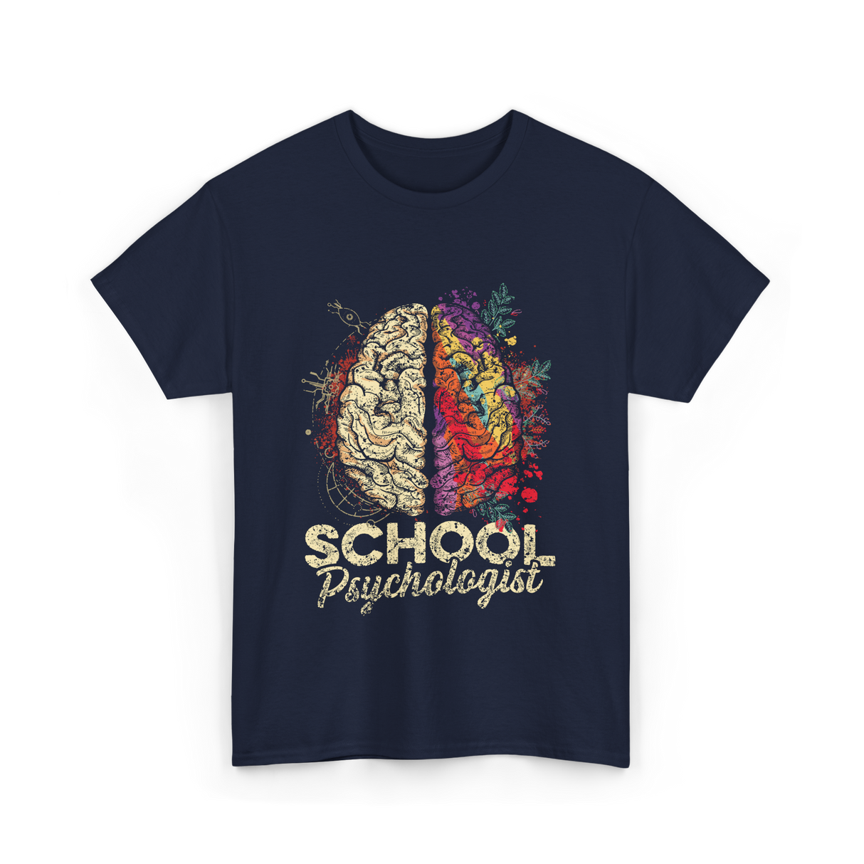 School Psychologist Psychology Brain T-Shirt - Navy