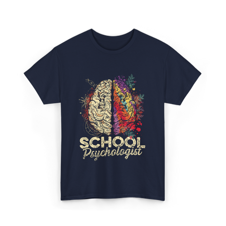 School Psychologist Psychology Brain T-Shirt - Navy