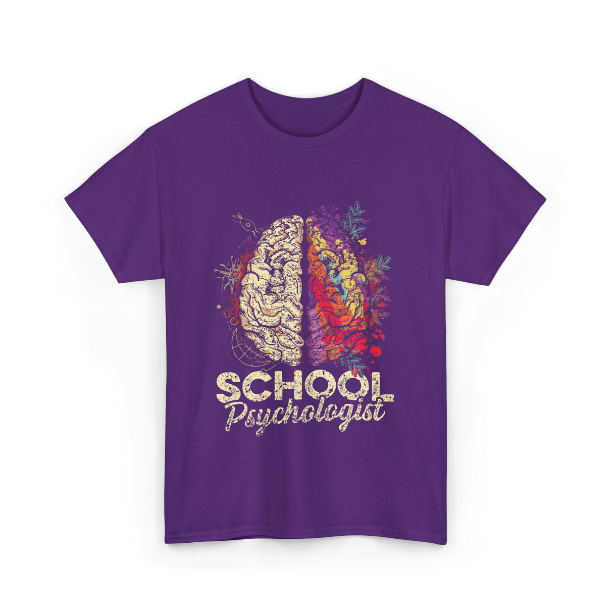 School Psychologist Psychology Brain T-Shirt - Purple