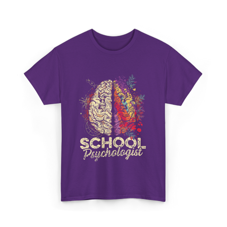 School Psychologist Psychology Brain T-Shirt - Purple