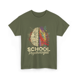 School Psychologist Psychology Brain T-Shirt - Military Green