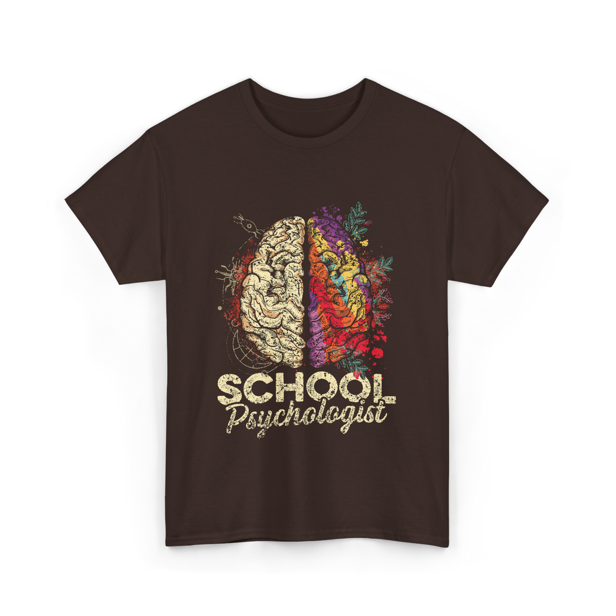 School Psychologist Psychology Brain T-Shirt - Dark Chocolate