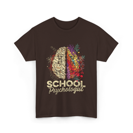 School Psychologist Psychology Brain T-Shirt - Dark Chocolate