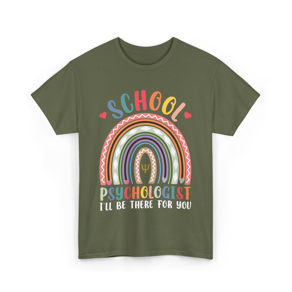 School Psychologist Psychology T-Shirt - Military Green